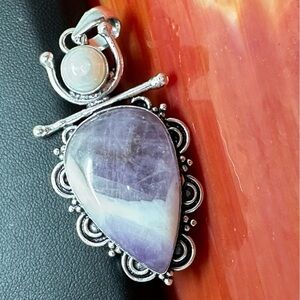 Amethyst Pearl Gemstone Handmade Pendant Fine Jewelry Elegant Women 13.9g 0762 Y